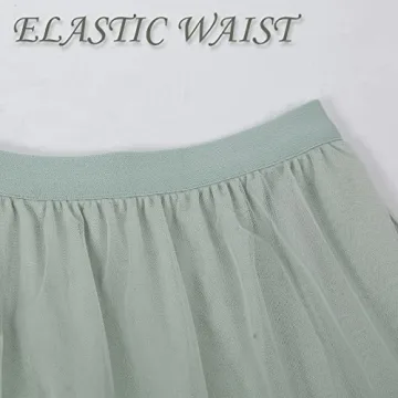 Women's Tulle Skirt A-Line Midi Skirts in Green