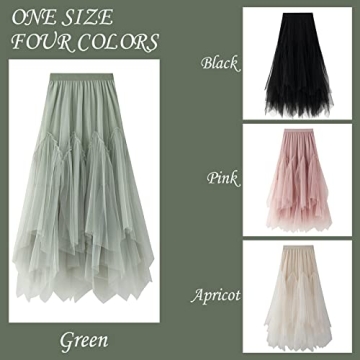 Women's Tulle Skirt A-Line Midi Skirts in Green