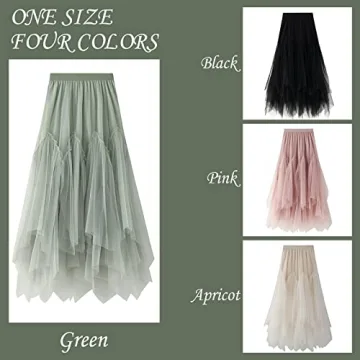 Women's Tulle Skirt A-Line Midi Skirts in Green