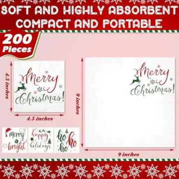 Spiareal 200 Pcs Christmas Decorative Paper Napkins