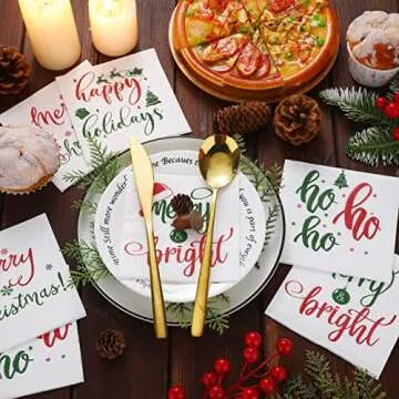 Spiareal 200 Pcs Christmas Decorative Paper Napkins