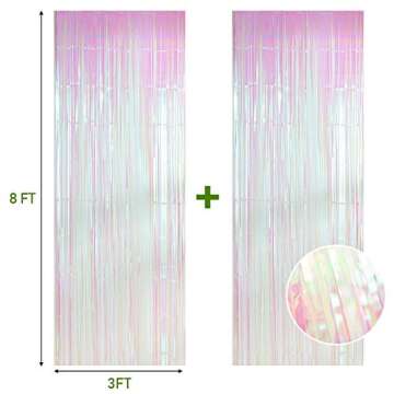 Twinkle Star 2 Pack Photo Booth Backdrop 3FT x 8FT Foil Curtain Tinsel Backdrop Environmental Background Party Streamers for Birthday Wedding Graduation Valentines Halloween Christmas Decorations