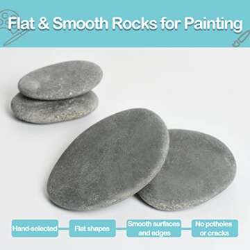 Simetufy 15 Pcs Rocks for Painting, River Rocks to Paint, 2"-3" Flat Painting Rocks, Smooth Rocks fo...