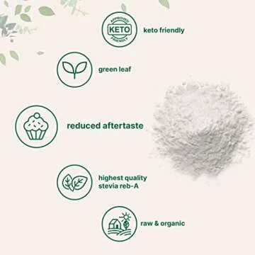 Pure Organic Stevia Powder, 8 Ounces, 1418 Serving, High Grade Stevia Green Leaf Extract Reb-A, Reduced Bitter Aftertaste, 0 Calorie, Natural Sweetener, Sugar Alternative, Keto Friendly