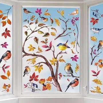 Fall Window Cling Stickers for Thanksgiving Decor