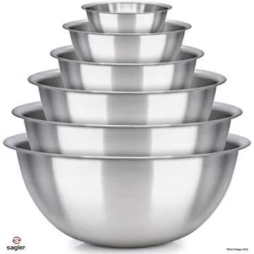 Mixing Bowl Set of 6 - Durable Stainless Steel Kitchen Bowls