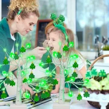 St Patrick's Day Lighted Birch Tree Decor - 18 Inch