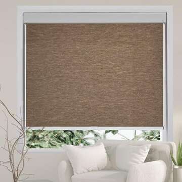 Persilux Free-Stop Cordless Roller Shades Light Filtering Roller Blinds for Windows (Brown 23" W x 7...