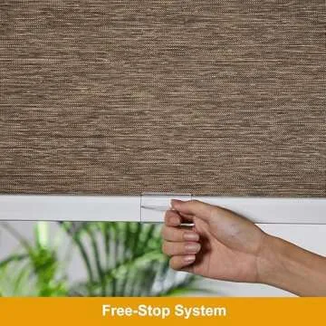 Persilux Free-Stop Cordless Roller Shades Light Filtering Roller Blinds for Windows (Brown 23" W x 72" H) Natural Woven Fabric Thermal Insulation Privacy Roller Window Shades for Home, Office, Door