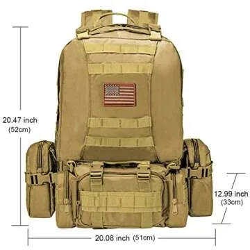 CVLIFE Tactical Backpack Military Army Rucksack 60L Large Assault Pack Detachable Molle Bag