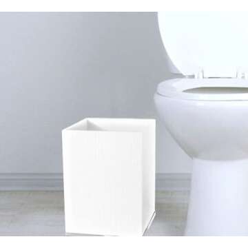 Creative Scents Estella Waste Basket for Bathroom - Small White Bathroom Trash Can - Decorative Bath...