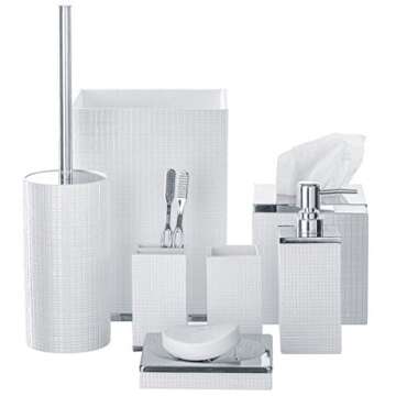 Creative Scents Estella Waste Basket for Bathroom - Small White Bathroom Trash Can - Decorative Bathroom Garbage Can - Durable Space Friendly Bathroom Wastebasket