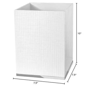 Creative Scents Estella Waste Basket for Bathroom - Small White Bathroom Trash Can - Decorative Bathroom Garbage Can - Durable Space Friendly Bathroom Wastebasket