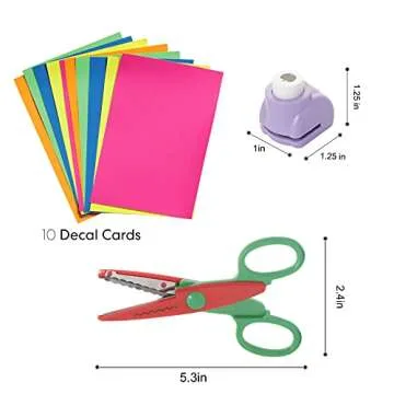 Incraftables 6pcs Decorative Pattern Edge Craft Scissors 10pcs Small Paper Hole Punch Shapes 10pcs Colorful Papers. Best for Fun DIY Scrapbooking Crafting Projects for Kids Adults.