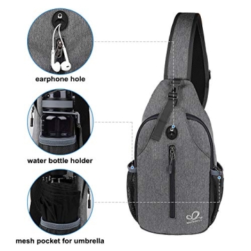 WATERFLY Crossbody Sling Backpack for Travel & Hiking