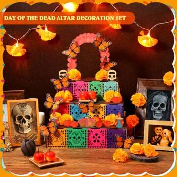 Colingmill 34 Pcs Day of The Dead Ofrenda Wooden Box Set DIY Dia De Los Muertos Decorations Include ...