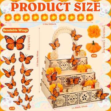 34 Pcs Dia de los Muertos Ofrenda Wooden Box Set