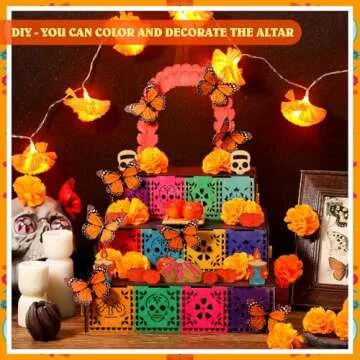 34 Pcs Dia de los Muertos Ofrenda Wooden Box Set