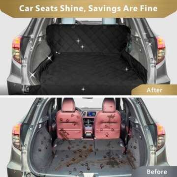 F-color SUV Cargo Liner for Dogs, Water Resistant Pet Cover Dog Seat Mat SUVs Sedans Vans with Bumper Flap Protector, Non-Slip, Large Size Universal Fit, Black