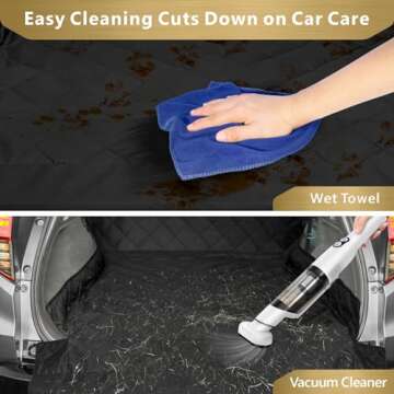 F-color SUV Cargo Liner for Dogs, Water Resistant Pet Cover Dog Seat Mat SUVs Sedans Vans with Bumper Flap Protector, Non-Slip, Large Size Universal Fit, Black