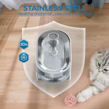 Cat Water Fountain, 84oz/2.5L Automatic Pet Water Fountain Dog Water Dispenser with a Stainless Stee...