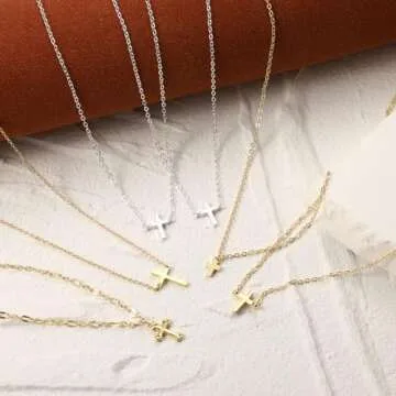 VIROMY Gold Plated Cross Necklace for Women 14K