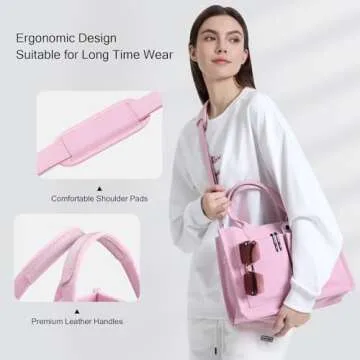 JIECH Canvas Tote Bag for Women with Pockets and Style