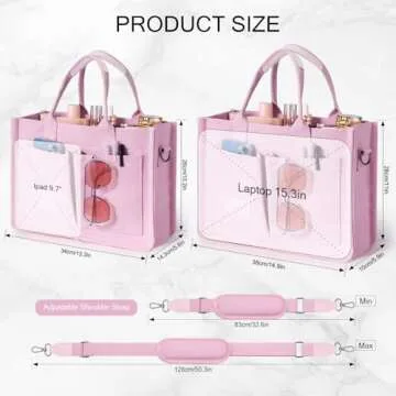 JIECH Canvas Tote Bag for Women with Pockets and Style