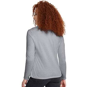 Hanes Womens Originals Long Sleeve Cotton T-shirt, Lightweight Crewneck Tee, Modern Fit, Light Steel...