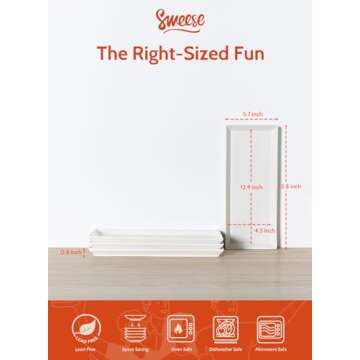 Sweese Rectangular Porcelain Platters, Serving Trays for Parties - 13.8 Inch, Set of 4, White