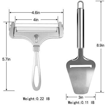 2 Pieces Cheese Slicer Set, Stainless Steel Wire Cheese Slicer with Cheese Plane Tool, Adjustable Th...