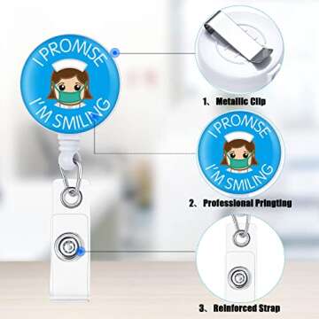 6 Pack Funny Badge Reel Nurse Retractable Badge Reels Holder Cute Nursing Badge Reel for Medical Work Office Doctor Nurse Name Tag Card(Portable Style, ABS and Metal)