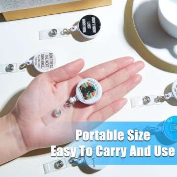 6 Pack Funny Badge Reel Nurse Retractable Badge Reels Holder Cute Nursing Badge Reel for Medical Work Office Doctor Nurse Name Tag Card(Portable Style, ABS and Metal)