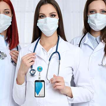 6 Pack Funny Badge Reel Nurse Retractable Badge Reels Holder Cute Nursing Badge Reel for Medical Work Office Doctor Nurse Name Tag Card(Portable Style, ABS and Metal)