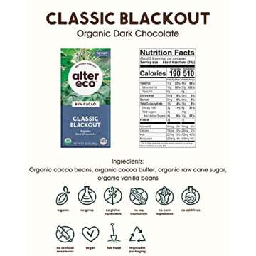 Alter Eco | Classic Blackout | 85% Pure Dark Cocoa, Fair Trade, Organic, Non-GMO, Gluten Free Dark C...
