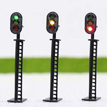 JTD04 5pcs 3-Light Model Railway Signals for HO Scale