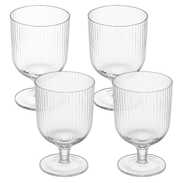 Navaris Snifter Glasses Set of 4 - Decorative Fluted Glassware for Whiskey, Wine, & Desserts