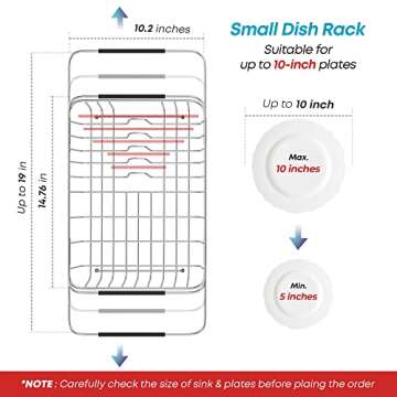KESOL Smartly Compact Expandable Over The Sink Dish Drying Rack with Utensil Holder | 304 Stainless Steel Racks for Kitchen Counter, Space-Saving, Rustproof Drainer/Sink Organizer