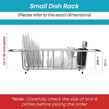 KESOL Smartly Compact Expandable Over The Sink Dish Drying Rack with Utensil Holder | 304 Stainless Steel Racks for Kitchen Counter, Space-Saving, Rustproof Drainer/Sink Organizer