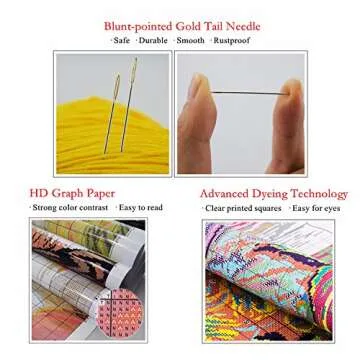 eGoodn Cross Stitch Stamped Kit Pre-Printed Pattern Knitting Chickens, 11ct Aida Fabric Size 20.5 inches by 13.8 inches for Embroidery Needlework Art Crafts Lovers, No Frame