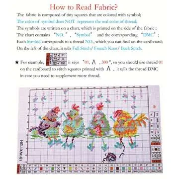 eGoodn Cross Stitch Stamped Kit Pre-Printed Pattern Knitting Chickens, 11ct Aida Fabric Size 20.5 inches by 13.8 inches for Embroidery Needlework Art Crafts Lovers, No Frame