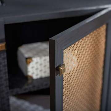 SAFAVIEH Home Collection Piran Black and Gold 4-Door 2-Shelf Media (65-inch Flat Screen) TV Stand