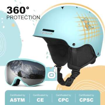 Odoland Kids Ski Helmet and Goggles Set for Safety