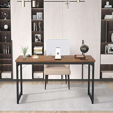 Foxemart 47 Inch Computer Desk Sturdy Office Desks 47” Modern PC Laptop Notebook Study Writing Tab...