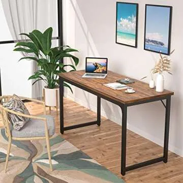 Foxemart 47 Inch Computer Desk Sturdy Office Desks 47” Modern PC Laptop Notebook Study Writing Table for Home Office Workstation, Rustic Brown
