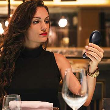 Boao 2 Pack Foldable Travel Mirror Hair Brushes Round Portable Folding Pocket Hair Brush Mini Comb Compact Travel Size Massage Comb for Men Women(Black)