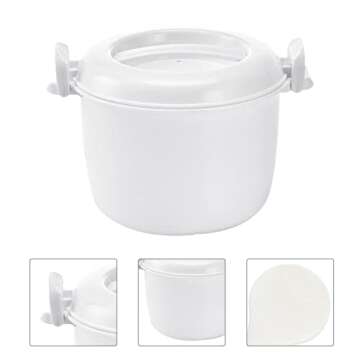 Microwave Rice Cooker Rice Steamer: Round Microwave Food Container Microwaveable Rice Pasta Cooker Microwave Rice Steamer for Rice Chicken Pasta