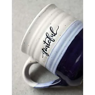 DOWAN 20 oz Coffee Mugs, Large Mugs with Word Blessed Grateful, Porcelain Coffee Cup, Thank You Gifts for Mom Dad, Set of 2