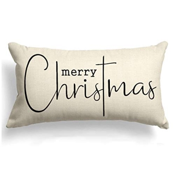 Allorry Christmas Pillow Covers - Festive Beige Cotton Linen Sofa Decor