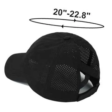 HGGE Womens Criss Cross Ponytail Baseball Cap Adjustable High Messy Bun Trucker Hats Quick Drying Me...